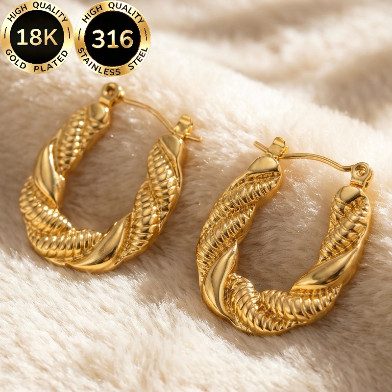 Women's 18K Gold Plated Mobius Twist Geometric Earrings
